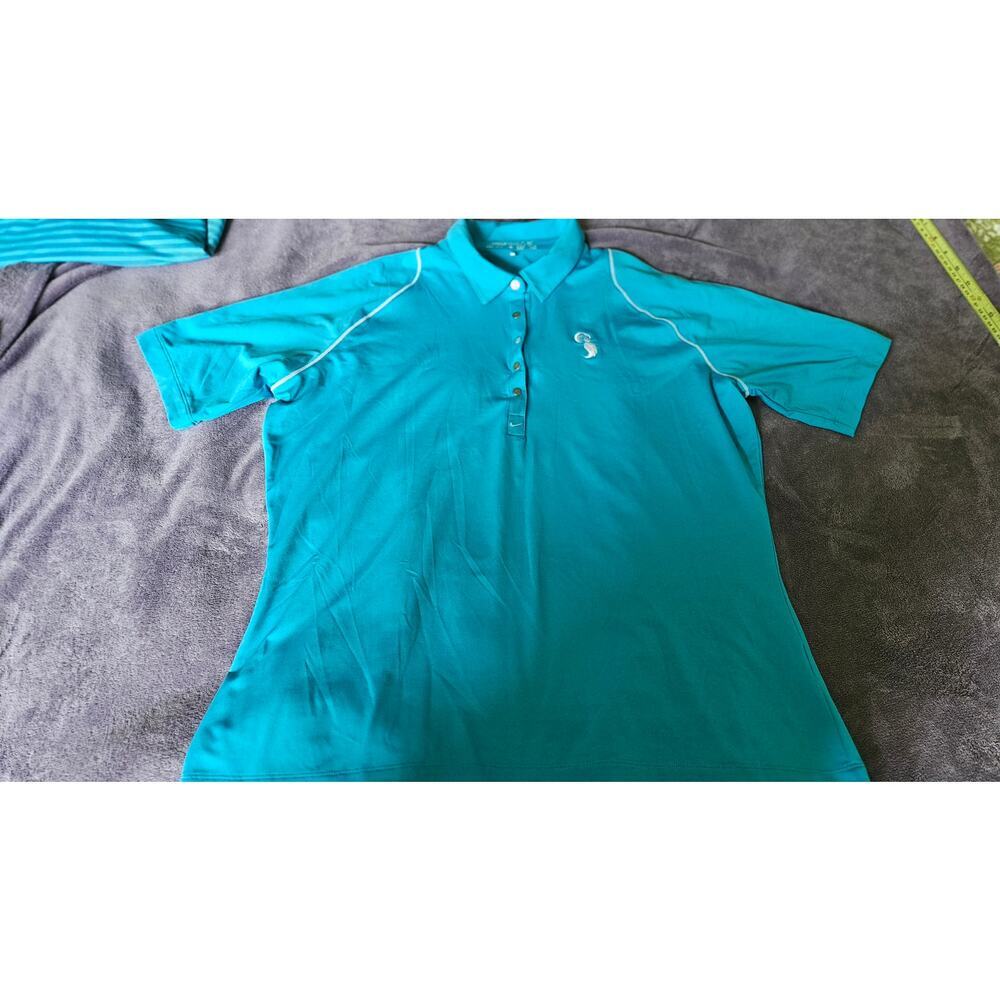 Womens Nike‎ Golf Size XL Blue with White Piping Dri-fit Polo style Shirt